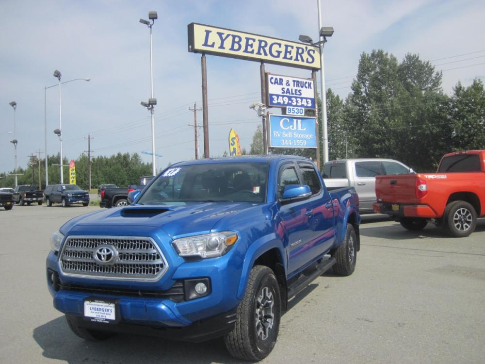 2017 blue /Black Toyota Tacoma SR5 Double Cab Super Long Bed V6 6AT 4WD (3TMDZ5BN0HM) with an 3.6L V6 DOHC 24V engine, 6A transmission, located at 9530 Old Seward Highway, Anchorage, AK, 99515, (907) 349-3343, 61.134140, -149.865570 - Photo #0