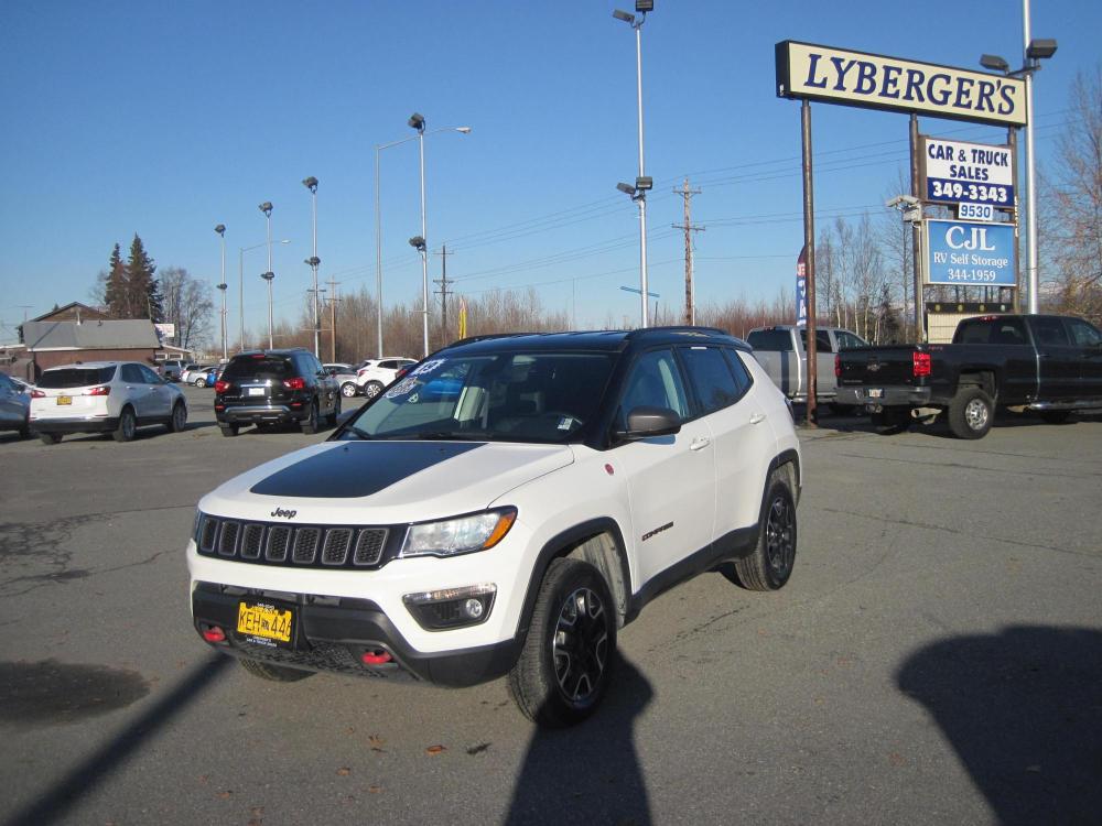 2019 white /black Jeep Compass Trailhawk 4WD (3C4NJDDB5KT) with an 2.4L L4 DOHC 16V engine, 9A transmission, located at 9530 Old Seward Highway, Anchorage, AK, 99515, (907) 349-3343, 61.134140, -149.865570 - Photo #0