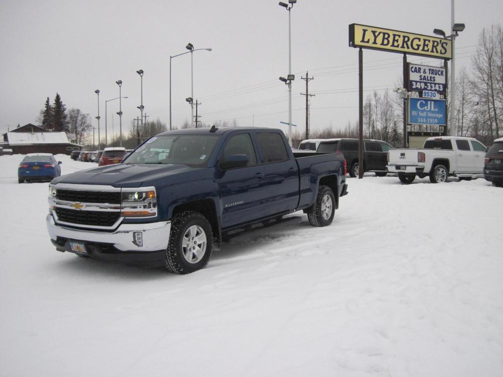 2018 blue /black Chevrolet Silverado 1500 LT Crew Cab 4WD (1GCUKREC6JF) with an 5.3L V8 OHV 16V engine, 6A transmission, located at 9530 Old Seward Highway, Anchorage, AK, 99515, (907) 349-3343, 61.134140, -149.865570 - Nice Cheverolet Silverado 1500 LT Come take a test drive - Photo #0