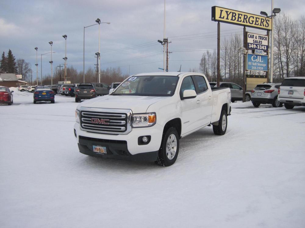 2018 white /black GMC Canyon SLE Crew Cab 4WD ( 1GTG6CEN2J) with an 3.6L V6 DOHC 24V engine, 6A transmission, located at 9530 Old Seward Highway, Anchorage, AK, 99515, (907) 349-3343, 61.134140, -149.865570 - NIce GMC Canyon Come take a test drive - Photo #0