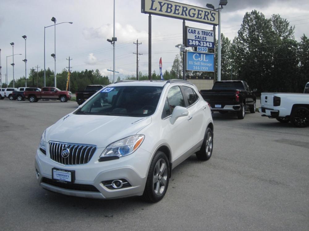 2014 white /black Buick Encore Leather AWD (KL4CJGSB0EB) with an 1.4L L4 DOHC 16V TURBO engine, 6-Speed Automatic transmission, located at 9530 Old Seward Highway, Anchorage, AK, 99515, (907) 349-3343, 61.134140, -149.865570 - Photo #0