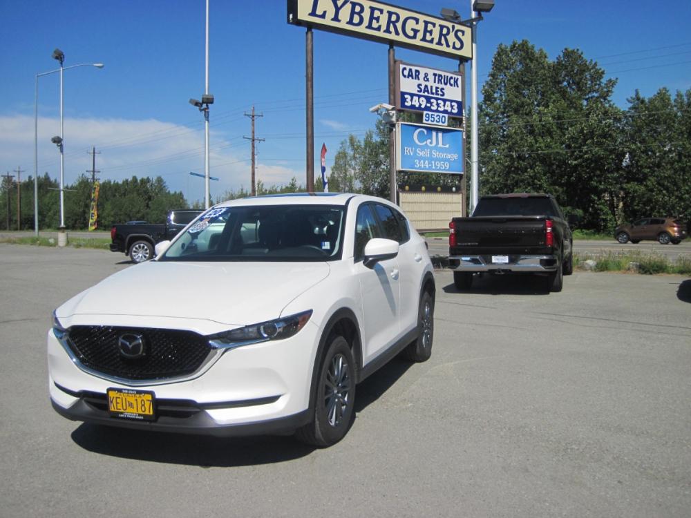 2020 white /black Mazda CX-5 Touring AWD (JM3KFBCM5L0) with an 2.5L L4 DOHC 16V engine, 6A transmission, located at 9530 Old Seward Highway, Anchorage, AK, 99515, (907) 349-3343, 61.134140, -149.865570 - Photo #0