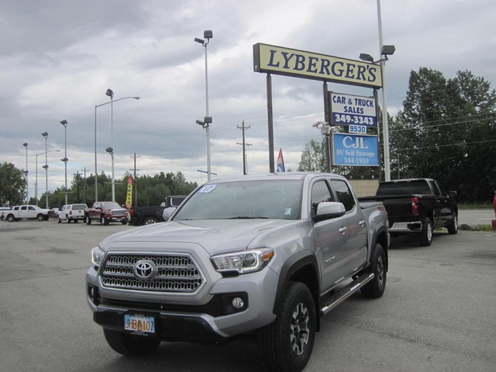 2017 gray Toyota Tacoma SR5 Double Cab Long Bed V6 6AT 4WD (3TMCZ5ANXHM) with an 3.6L V6 DOHC 24V engine, 6A transmission, located at 9530 Old Seward Highway, Anchorage, AK, 99515, (907) 349-3343, 61.134140, -149.865570 - Photo #0