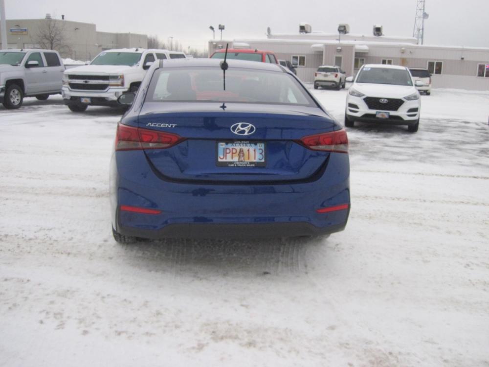2018 blue /gray Hyundai Accent SEL 4-Door 6A (3KPC24A37JE) with an 1.6L L4 DOHC 16V engine, 6A transmission, located at 9530 Old Seward Highway, Anchorage, AK, 99515, (907) 349-3343, 61.134140, -149.865570 - Photo #3
