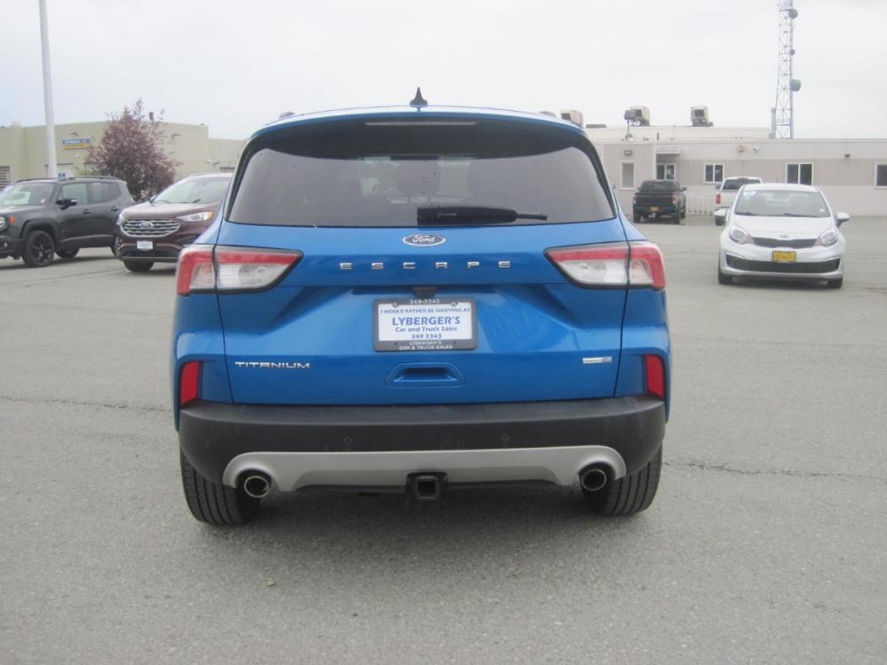 2020 blue /Tan Ford Escape Titanium 4WD (1FMCU9J90LU) with an 2.0L L4 DOHC 16V engine, 6A transmission, located at 9530 Old Seward Highway, Anchorage, AK, 99515, (907) 349-3343, 61.134140, -149.865570 - Nice Ford Escape Titanuim 4wd tow package, come take a test drive. - Photo #3