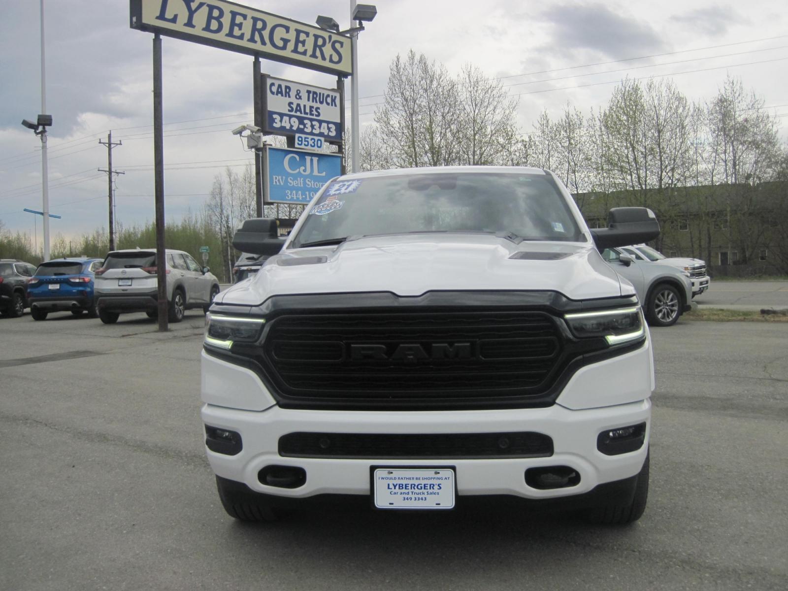 2021 white /black RAM 1500 Limited Crew Cab SWB 4WD (1C6SRFHT5MN) with an 5.7L V8 OHV 16V engine, 8A transmission, located at 9530 Old Seward Highway, Anchorage, AK, 99515, (907) 349-3343, 61.134140, -149.865570 - Loaded Ram 1500 Limited, come take a test drive - Photo #1