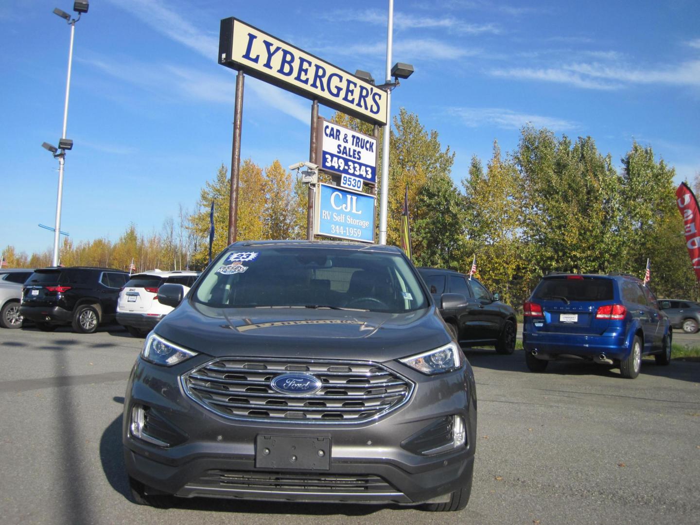 2023 gray /black Ford Edge Titanium (2FMPK4K99PB) with an 2.0L L4 DOHC 16V engine, 6A transmission, located at 9530 Old Seward Highway, Anchorage, AK, 99515, (907) 349-3343, 61.134140, -149.865570 - Photo#1