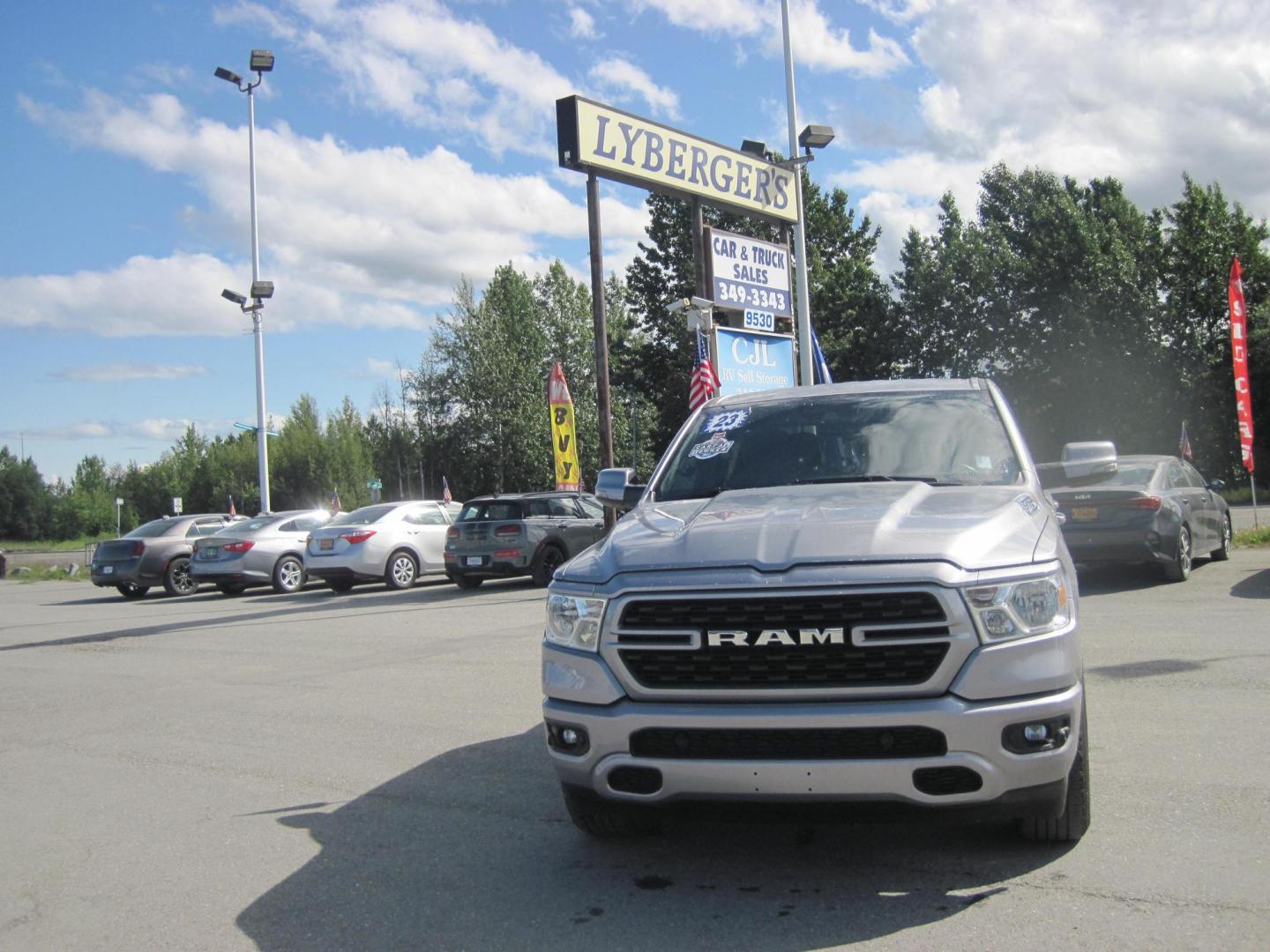 2023 silver /gray RAM 1500 Big Horn Crew Cab SWB 4WD (1C6SRFFT6PN) with an 5.7L V8 OHV 16V engine, 8A transmission, located at 9530 Old Seward Highway, Anchorage, AK, 99515, (907) 349-3343, 61.134140, -149.865570 - Really Nice low miles on this 2023 Ram 1500 Crew cab Big Horn come take a test drive. - Photo#1