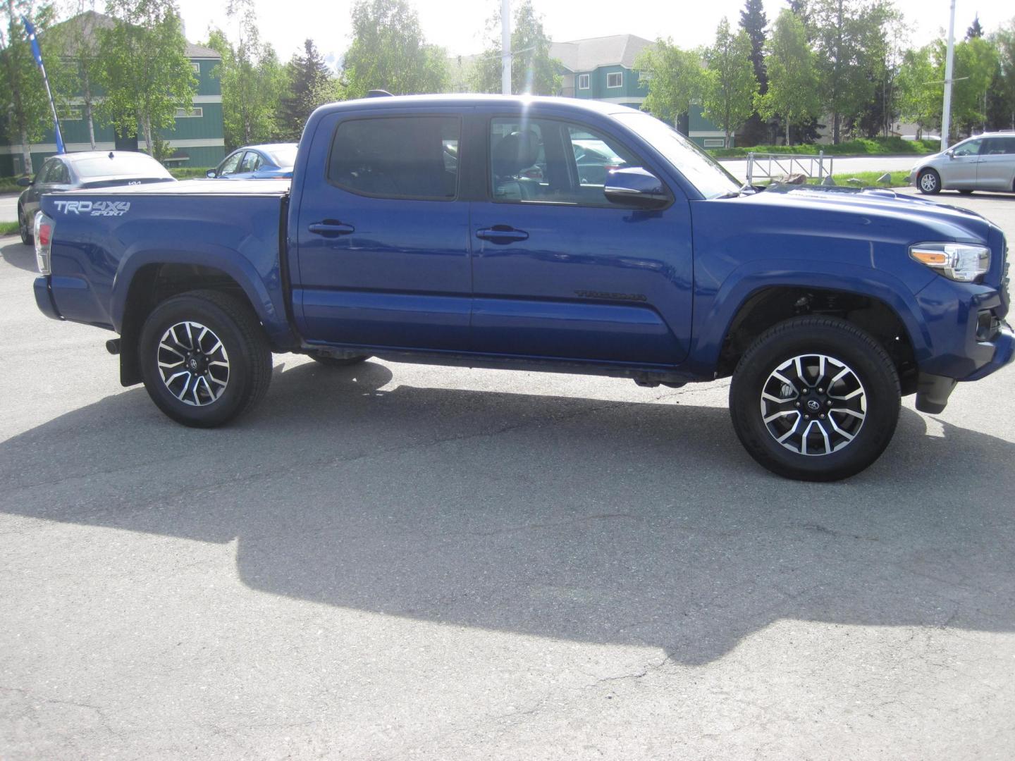 2023 blue /black Toyota Tacoma SR5 Double Cab Long Bed V6 6AT 4WD (3TYCZ5AN1PT) with an 3.5L V6 DOHC 24V engine, 6A transmission, located at 9530 Old Seward Highway, Anchorage, AK, 99515, (907) 349-3343, 61.134140, -149.865570 - Loaded 2023 Toyota Tacoma Double Cab TRD Sport , come take a test drive - Photo#2