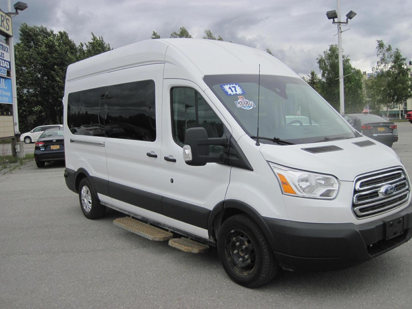 2017 white /gray Ford Transit 350 Wagon High Roof XLT w/Sliding Pass. 148-in. WB (1FBZX2XM1HK) with an 3.7L V6 DOHC 24V engine, 6A transmission, located at 9530 Old Seward Highway, Anchorage, AK, 99515, (907) 349-3343, 61.134140, -149.865570 - Photo#2