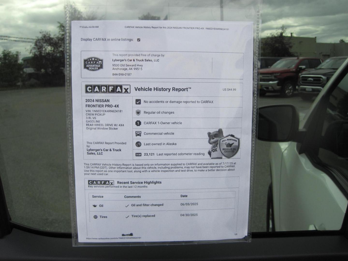 2024 white /black Nissan Frontier S Crew Cab 4WD (1N6ED1EK4RN) with an 3.8L V6 DOHC 24V engine, 9A transmission, located at 9530 Old Seward Highway, Anchorage, AK, 99515, (907) 349-3343, 61.134140, -149.865570 - Photo#9