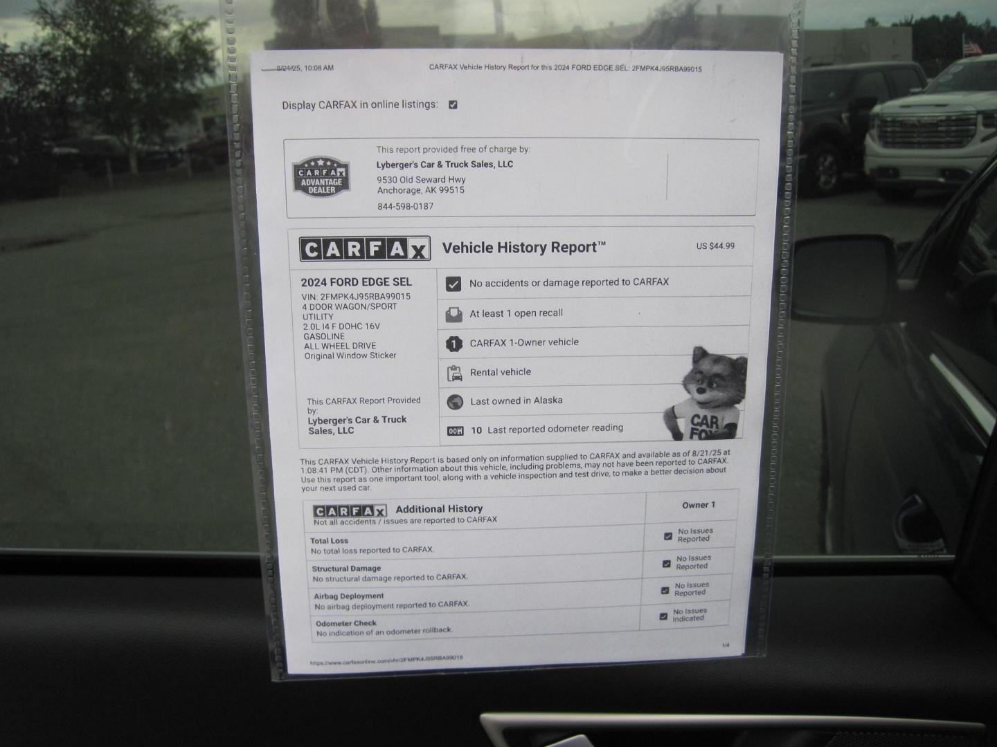 2024 blue /black Ford Edge SEL (2FMPK4J95RB) with an 2.0L L4 DOHC 16V engine, 6A transmission, located at 9530 Old Seward Highway, Anchorage, AK, 99515, (907) 349-3343, 61.134140, -149.865570 - Nice 2024 Ford Edge SEL come take a test drive - Photo#10