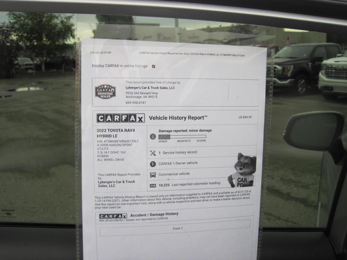 2022 silver /black Toyota RAV4 Hybrid LE (4T3MWRFV8NU) with an 2.5L L4 DOHC 16V HYBRID engine, CVT transmission, located at 9530 Old Seward Highway, Anchorage, AK, 99515, (907) 349-3343, 61.134140, -149.865570 - Low Miles on this 2022 Toyota Rav4 Hybrid LE come take a test drive - Photo#10