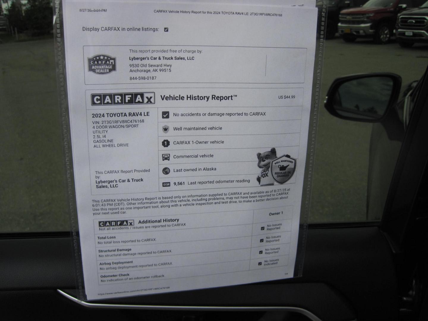 2024 gray /black Toyota RAV4 LE AWD (2T3G1RFV8RC) with an 2.5L L4 DOHC 16V engine, 8A transmission, located at 9530 Old Seward Highway, Anchorage, AK, 99515, (907) 349-3343, 61.134140, -149.865570 - Low miles on this 2024 Toyota Rav4 LE come take a test drive - Photo#8