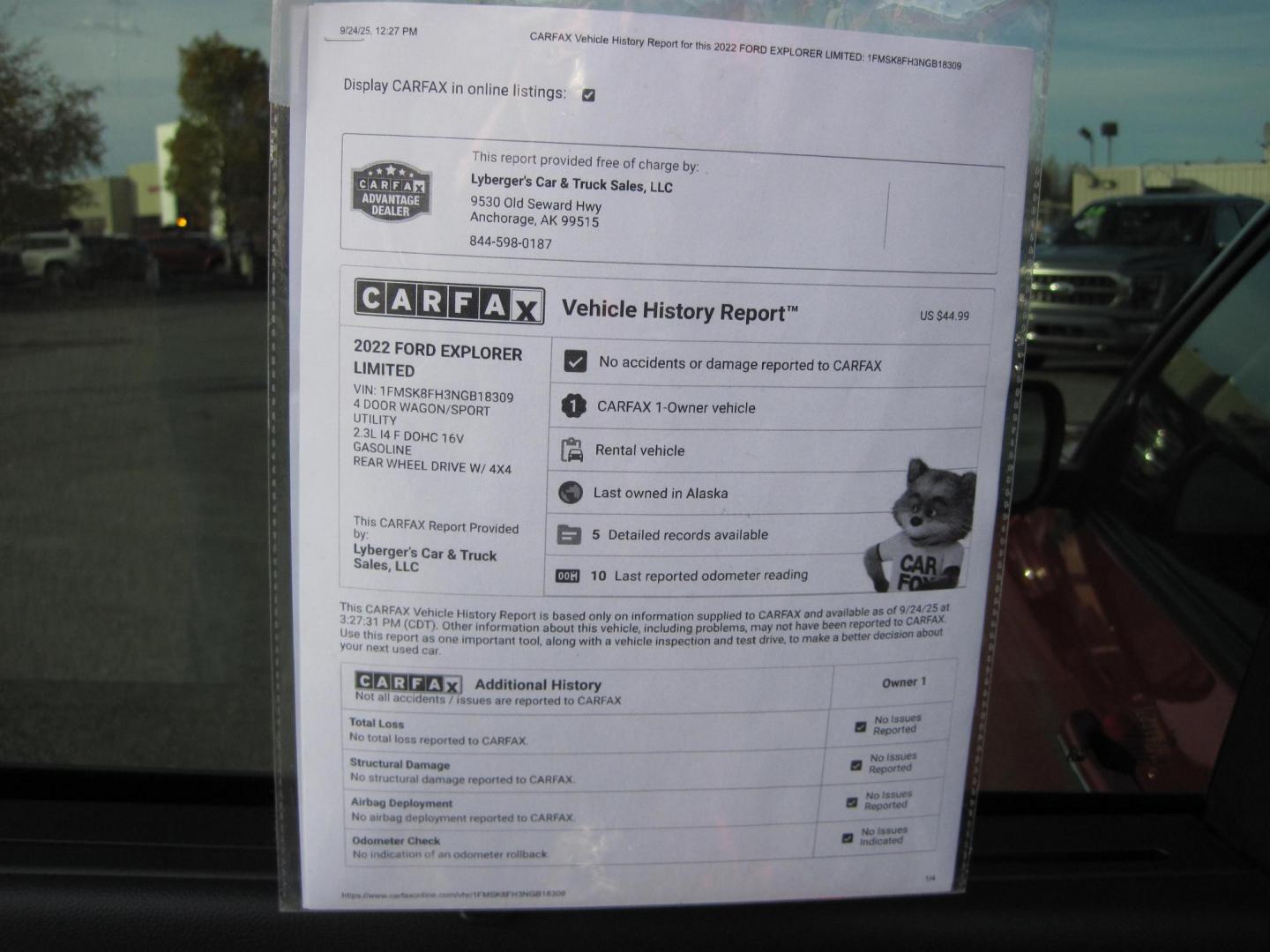 2022 red /black Ford Explorer Limited AWD (1FMSK8FH3NG) with an 2.3L L4 DOHC 16V engine, 10A transmission, located at 9530 Old Seward Highway, Anchorage, AK, 99515, (907) 349-3343, 61.134140, -149.865570 - Photo#10