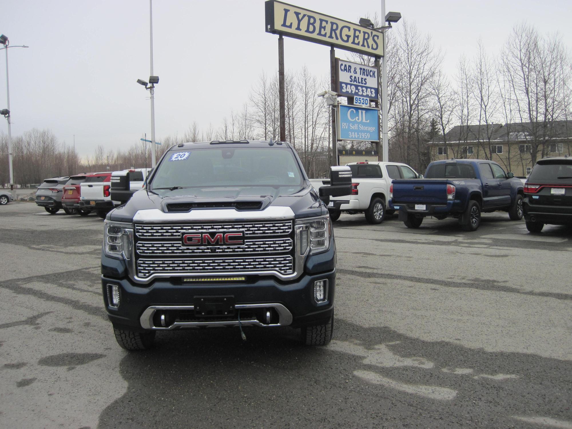 Blue 2020 GMC Sierra 3500HD Denali Crew Cab 4WD Pickup Truck Four-Wheel Drive Automatic