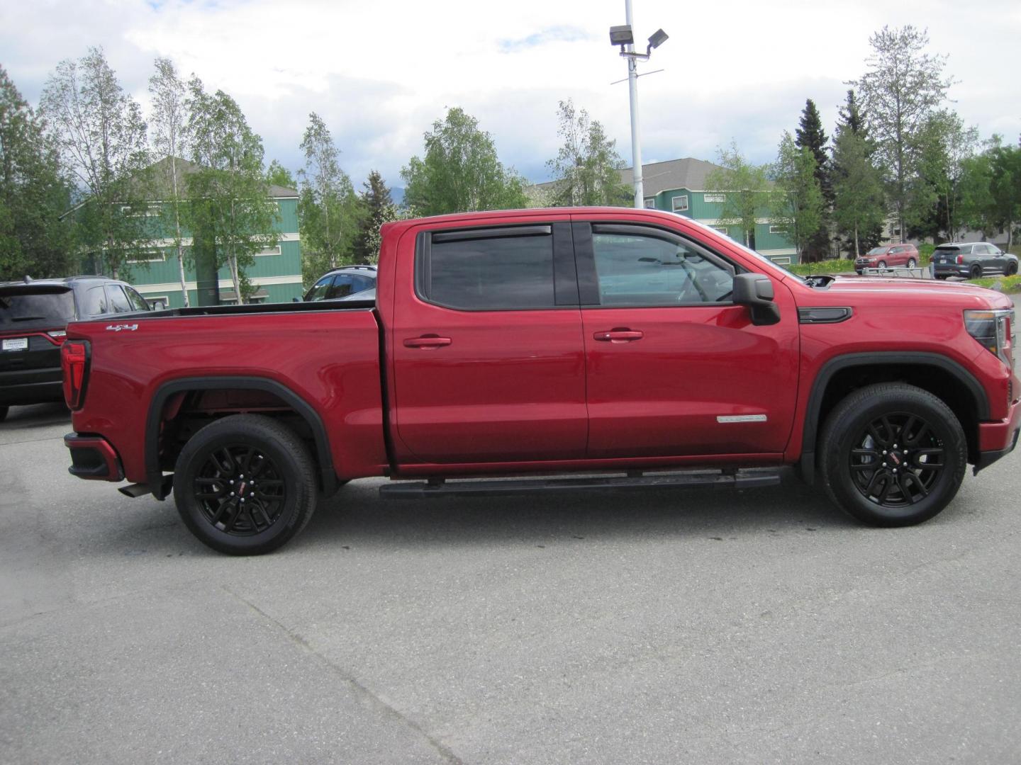 2024 red /black GMC Sierra 1500 Elevation Crew Cab 4WD (3GTPUCEK3RG) with an 2.7L L4 DOHC 16V TURBO engine, 6A transmission, located at 9530 Old Seward Highway, Anchorage, AK, 99515, (907) 349-3343, 61.134140, -149.865570 - Low miles on this 2024 GMC Sierra 1500 come take a test drive - Photo#3