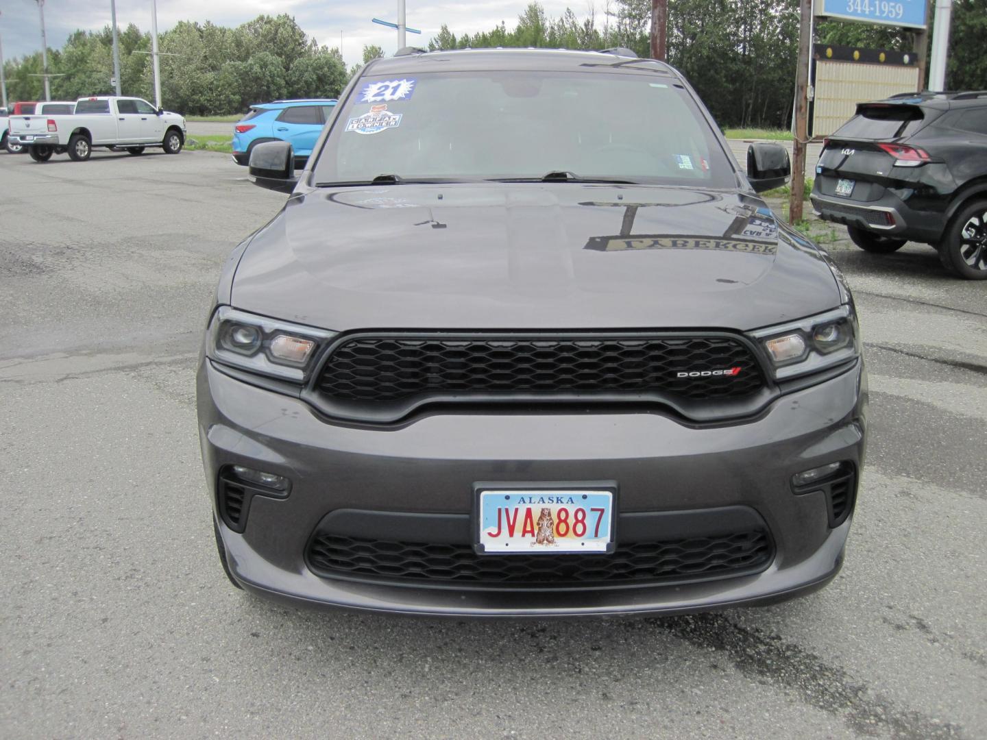 2021 gray /black Dodge Durango GT AWD (1C4RDJDG1MC) with an 3.6L V6 DOHC 24V engine, 8A transmission, located at 9530 Old Seward Highway, Anchorage, AK, 99515, (907) 349-3343, 61.134140, -149.865570 - Low Miles on this 2021 Dodge Durango GT Plus awd, come take a test drive.- Photo#2